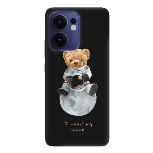Oppo Reno13 FS Bear in space Black Colored Silicone TPU Θήκη